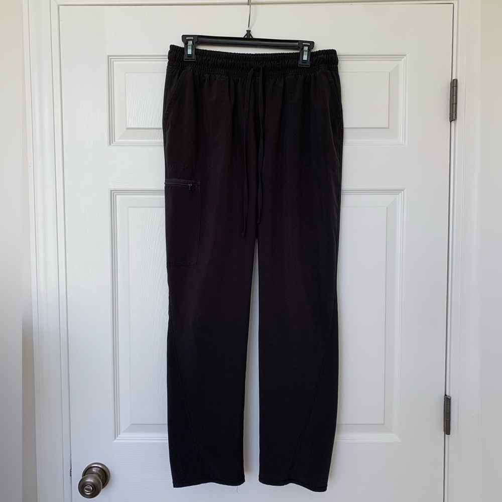 Allura Women's Black Mid Rise Drawstring Cargo Scrub Pants Style CKA184